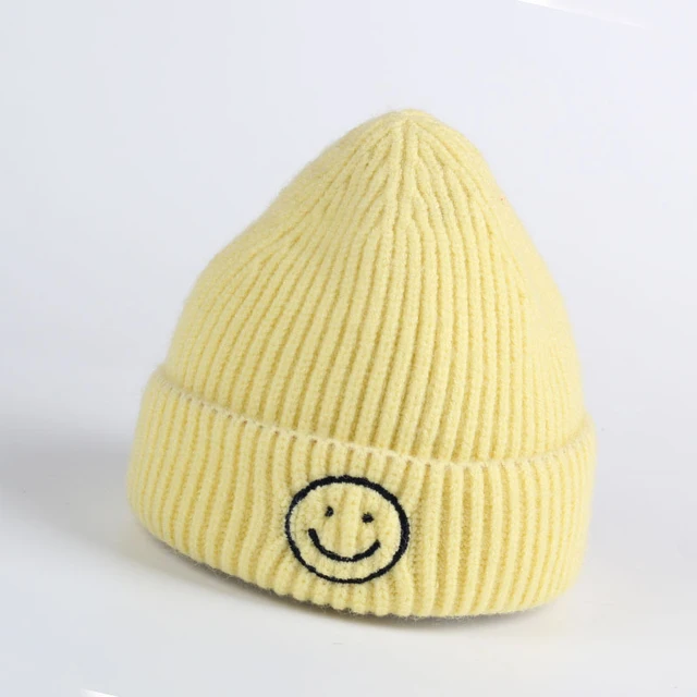 New Fashion Embroidered Smile Hat Toddler Children Hats For Boys Girls Knitted Infant Baby  5