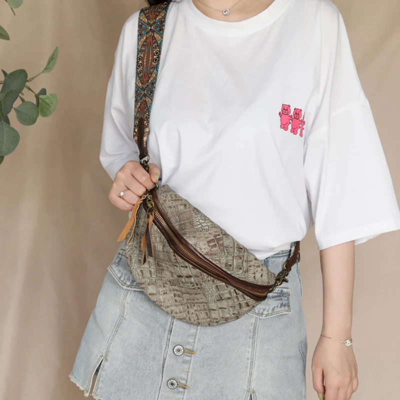 

Tayunxing cowhide leather Leisure multi-pocket messenger bag personality shoulder bag women handbag phone bag Chest Bag 85047