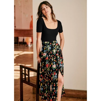 

Nelly Pleated Midi Skirt Women Summer Autumn High Waist Ziper Floral Printed Chic Casual Skirts 2020 Vintage Elegant Skirt