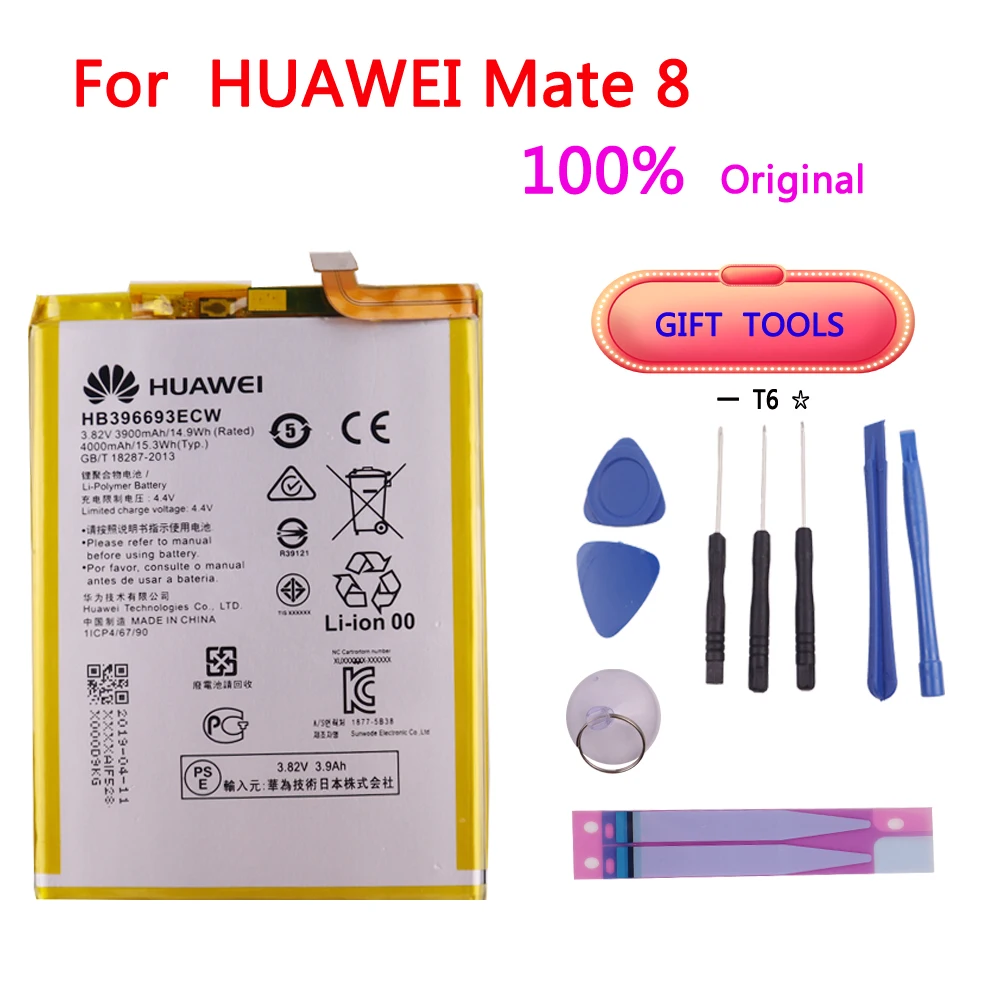 

100% Original Battery For HUAWEI HB396693ECW 3900mAh For Huawei Mate 8 NXT-AL10 NXT-TL00 NXT-CL00 NXT-DL00 mate8 battery