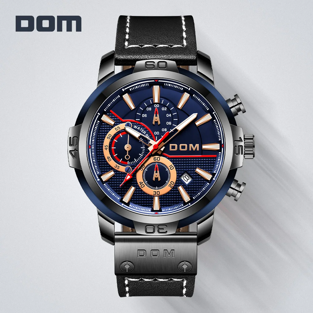 Watch Sapphire DOM Chronograph Luminous-Calendar Swimming Waterproof Mens M-132 Dial