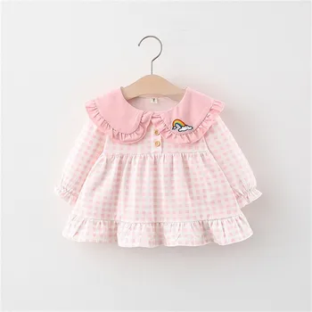 

YALOODE Baby Girls Dress Autumn New Kids Cute Plaid Print Dress Toddler Girl Princess Dress Fashion Baby Girls Clothes