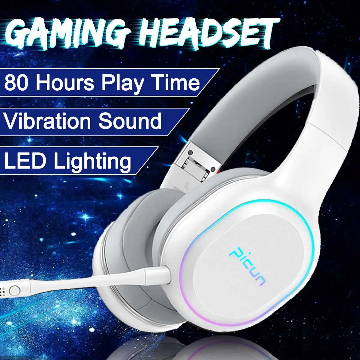 Headphone Player bluetooth 4.1 Gaming Music Headset LED Lighting Sports Wireless Headphones With Mic for PC Mobile Hands Free