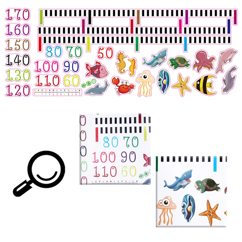 High Quality New Wall Stickers Art Walls Decor Measure Height Cartoon Undersea Fish Child Safety Material Decals Witness Growth