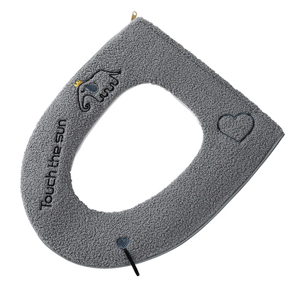 Side Zipper Winter Reusable Toilet Seat With Handle Warm Practical Closestool Cover Easy Apply Skin-friendly Exquisite Bathroom