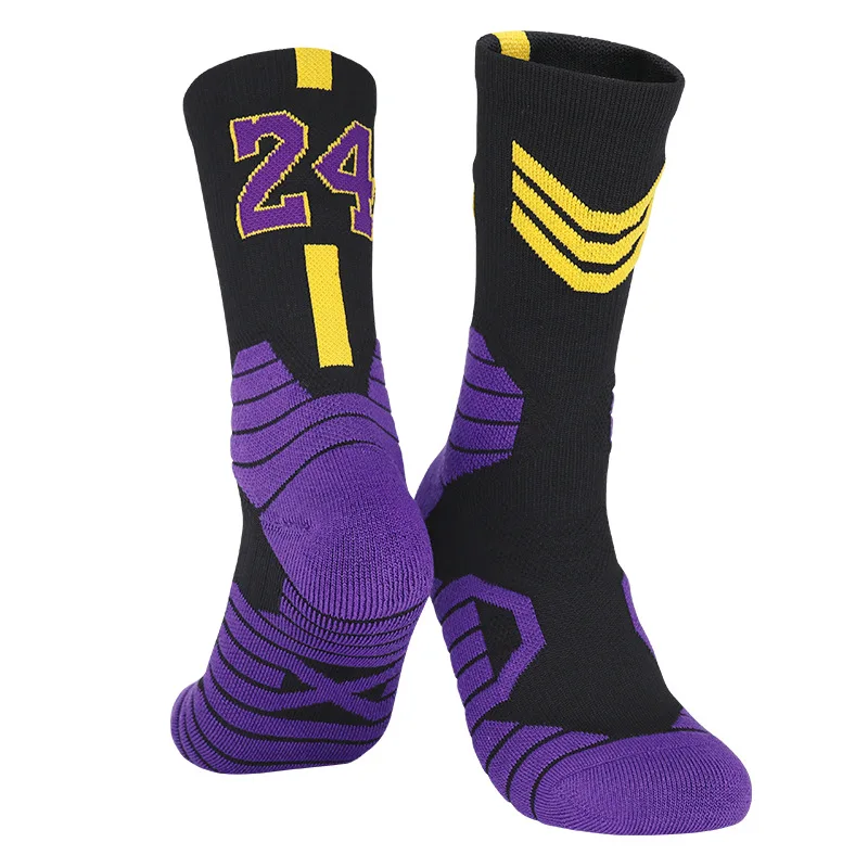 Unisex Basketball Socks Number Sports Socks Knee High Thickened Towel Bottom Cycling Running Child Adult Socks Men\'s