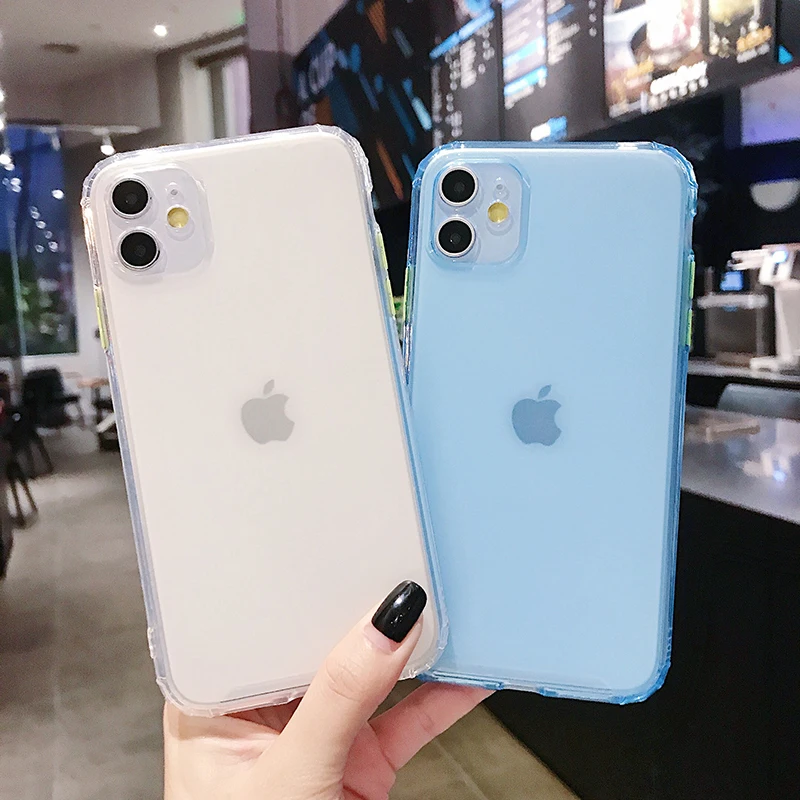 Ottwn For iPhone 11 Pro XR XS Max X 7 8 Plus Case Shockproof Matte
Transparent Phone Case Candy Color Soft Silicone Back Cover