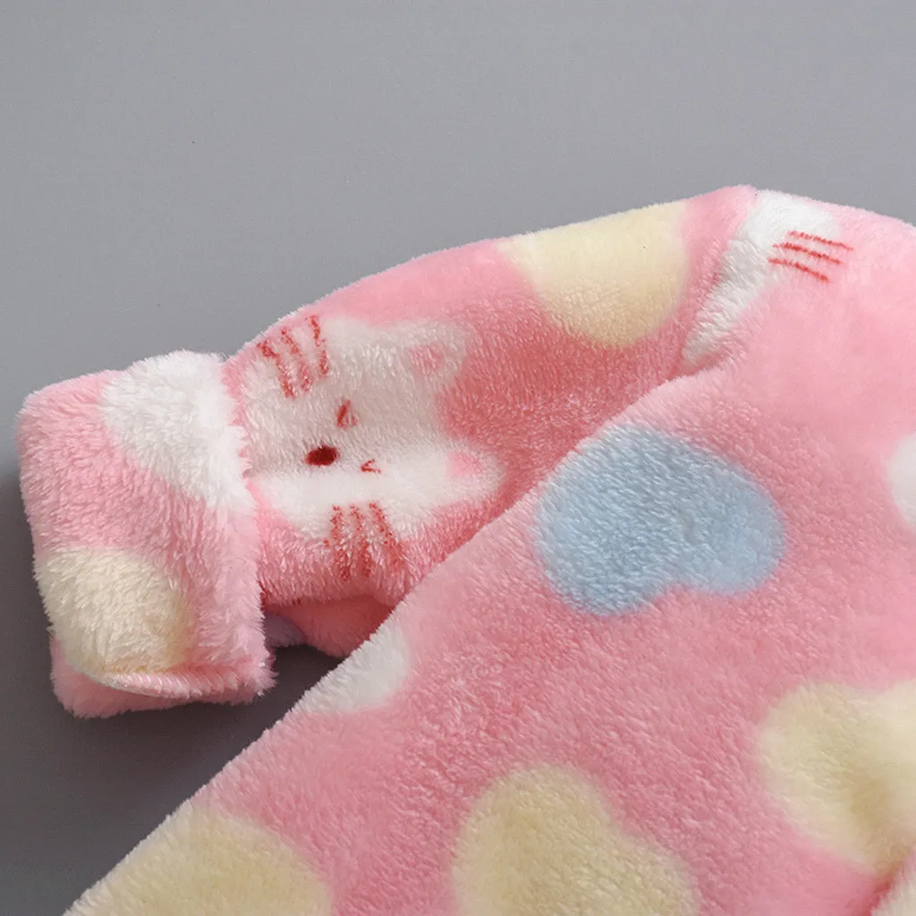 Костюм из двух предметов с рисунком для новорожденных; пижама с длинными рукавами; Модный плюшевый костюм с рисунком кота; Одежда для младенцев; цвет розовый, синий