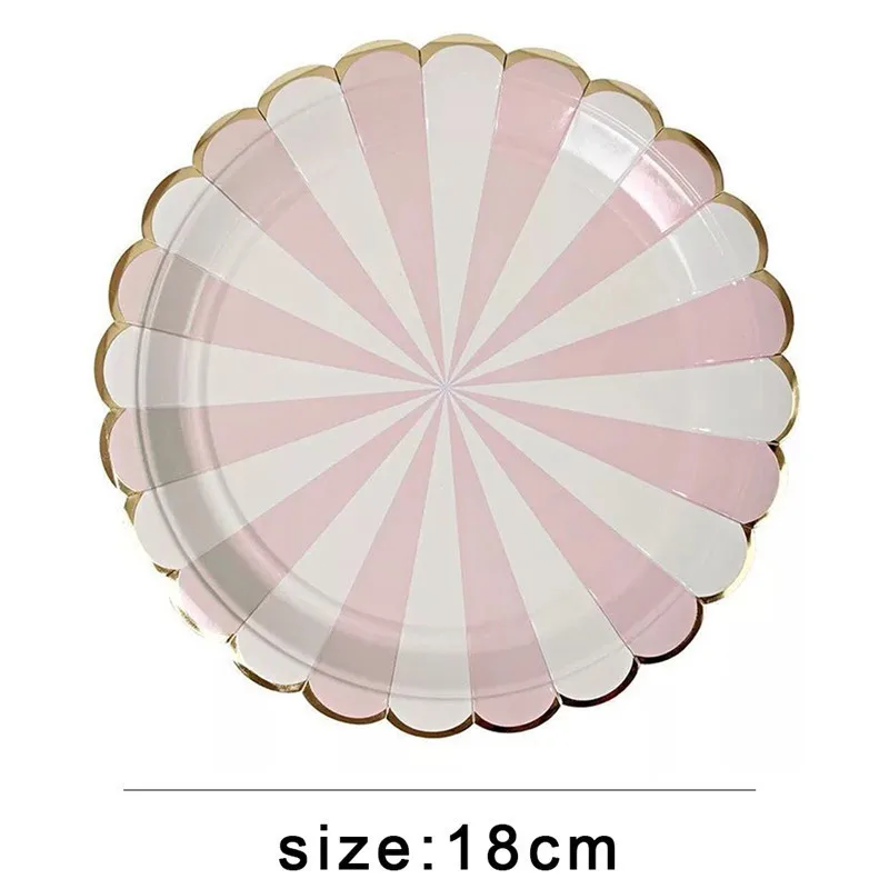 8pcs 7 inch dish 1 Модные одноразовые столовые приборы для праздника, дня рождения, вечеринки, в розовую полоску, в горошек, бумажные тарелки, бумажные стаканчики, салфетки, вечерние - Цвет: 8pcs 7 inch dish 1