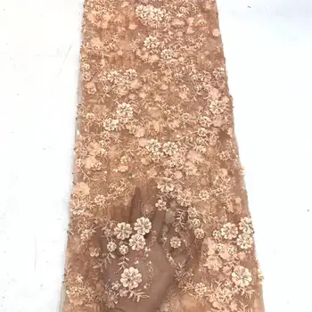 

2020 Latest French Nigeria Lace Fabric High Quality Tulle Laser Bead Embroidery, African Lace Fabric Wedding Stone French Tulle