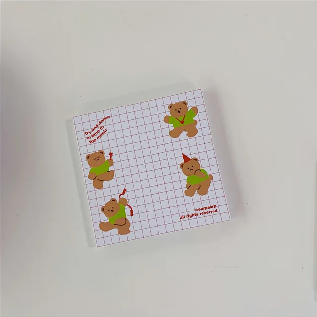 50 Sheets Cute Ins Bear Sticky Notes Loose Leaf Decoration Memo Pad Planner To Do List School Office Paper Notepad Stationery 1Pc 50 sheets C