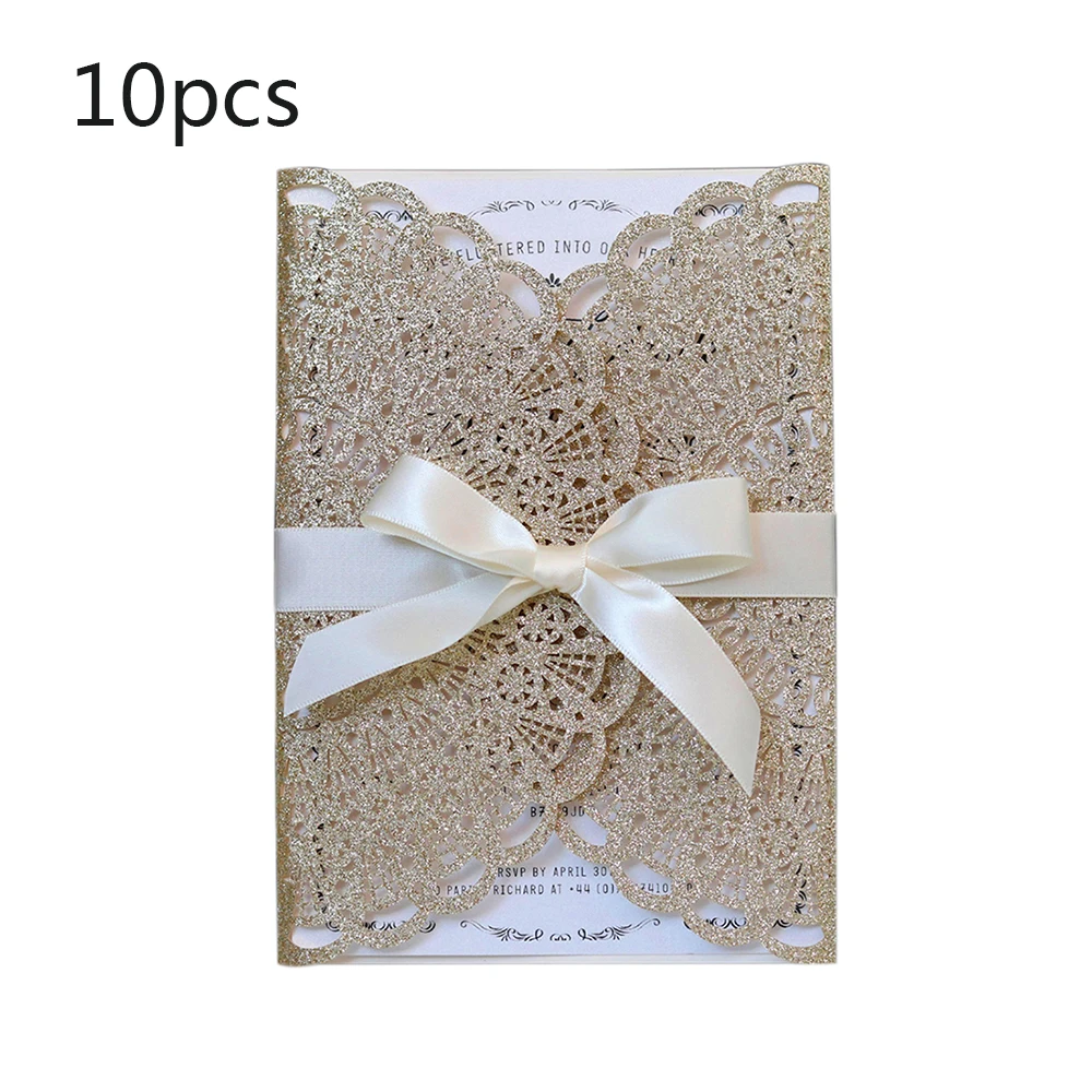  10pcs Wedding Invitations Lace Pattern Cards Laser Cut Paper Cards Announcement Greeting Postcards  - 4.00044E+12