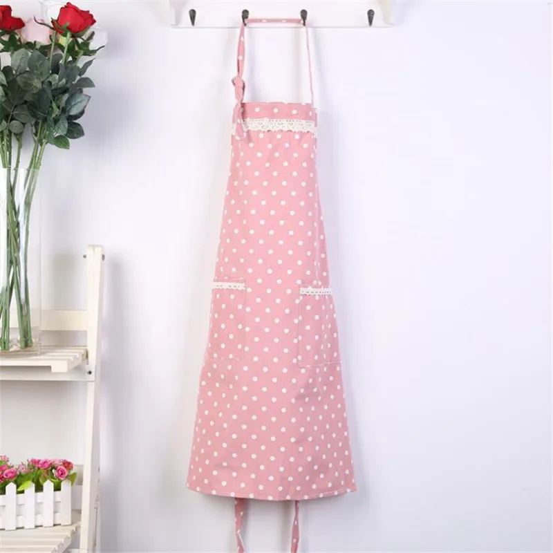 

Kitchen Oilproof half-length Apron Thick Durable Aprons Women Household Kitchen Waterproof Apron Polka Dot Lace Apron