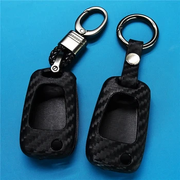 

For HYUNDAI I30 IX35 For Kia K2 K5 Car Keys Blank Case Cover 3 Buttons Carbon Fiber Patten Silicone Black Car Key Shell