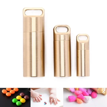 

Multifunctional Pendant Survival Waterproof Medicine Pill Box Brass Seal Cabin Outdoor Camping Sealed Drug Cigarette Warehouse