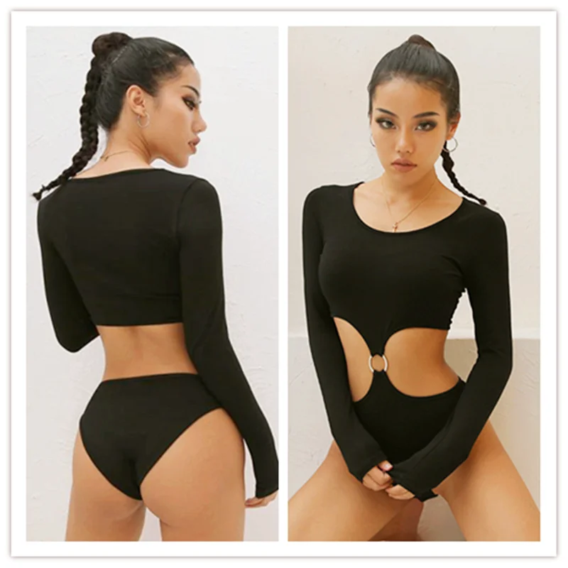 Opengewerkte-Taille-Bodysuit-Bar-Dj-Ds-Gogo-Pole-Dance-Kleding-Vrouwen-Zanger-Show-Slijtage-Sexy-Black