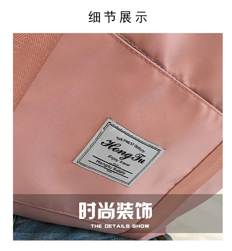 Wholesale Solid Color One-Shoulder Handbag Fashion Simple Nylon Cloth Large Capacity Travel Bag Gym Bag Manufacturers Direct Sel