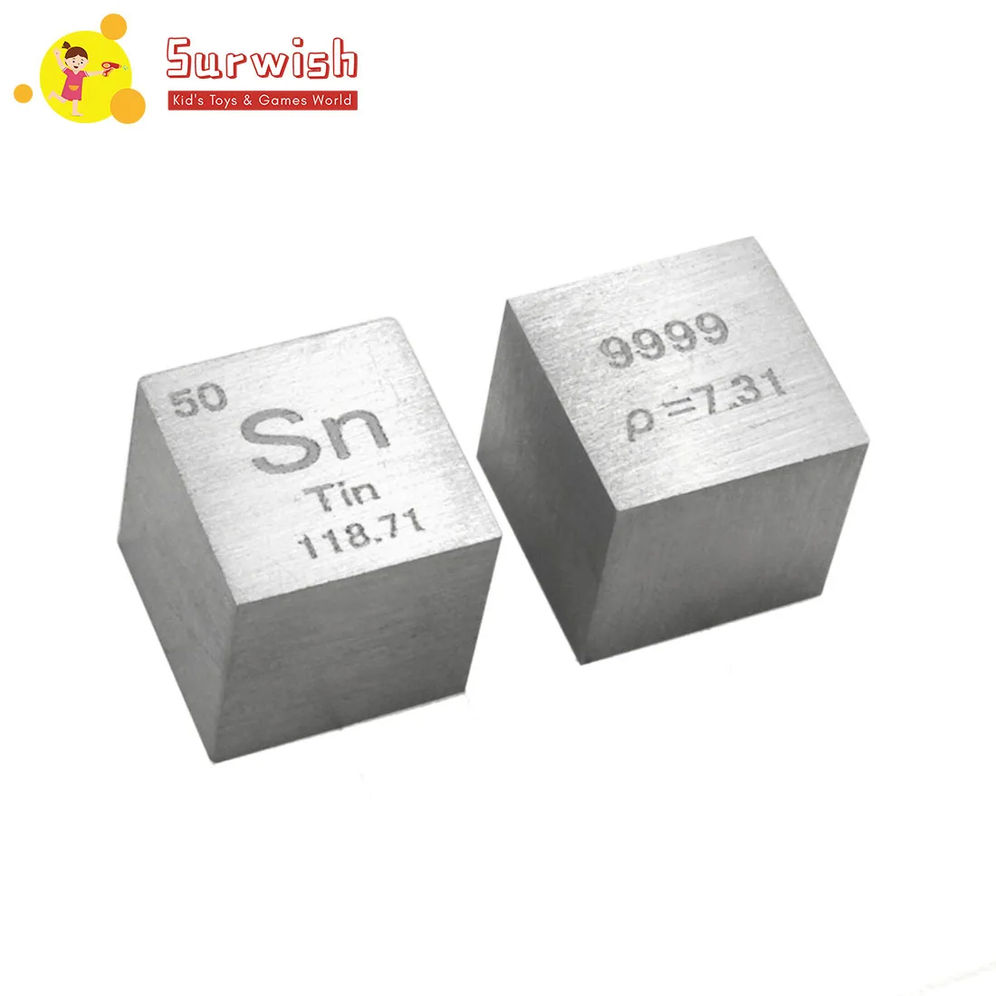 

1 Pcs DIY Science Cubes Toy For Children Learning Remote 10 X 10 X 10mm Wiredrawing Stannum Cube Periodic Table Of Elements Cube
