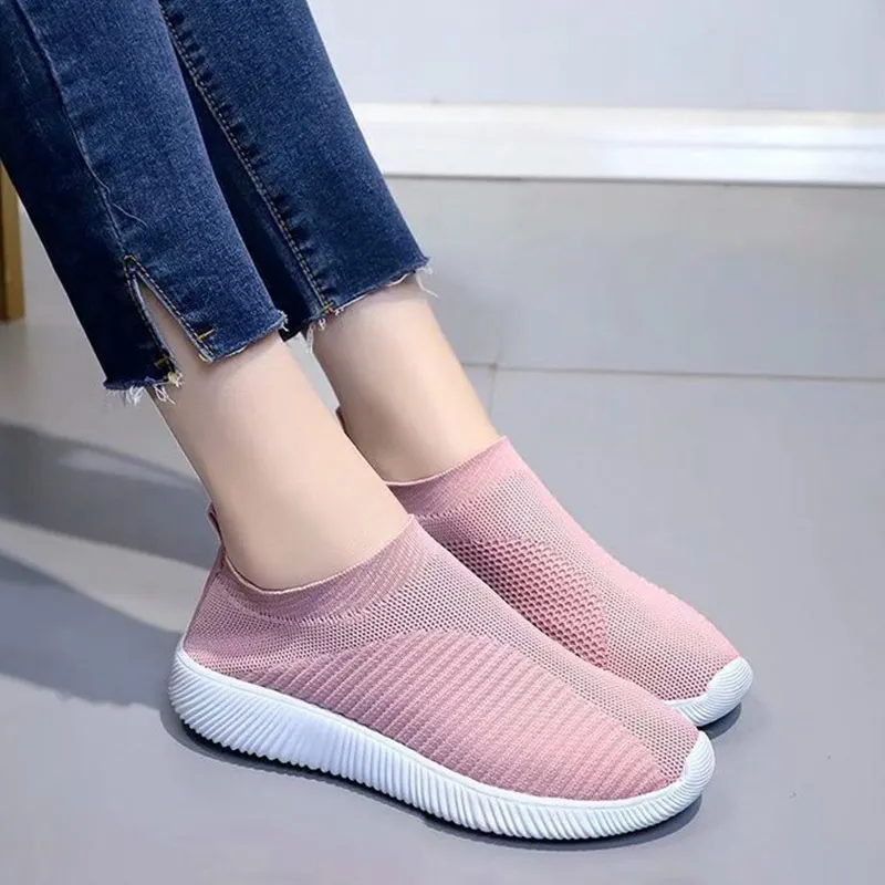 De las mujeres Zapatillas tipo calcetín zapatos de mujer Zapatillas de  deporte Kintting Slip on transpirable Mujer tenis Casual resistente suela  suave|Zapatos vulcanizados de mujer| - AliExpress