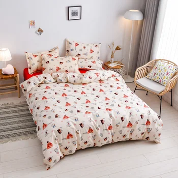 

cute cartoon bedding set korean style bed linen for kids children duvet cover pillowcase bed sheet set for adult queen king size