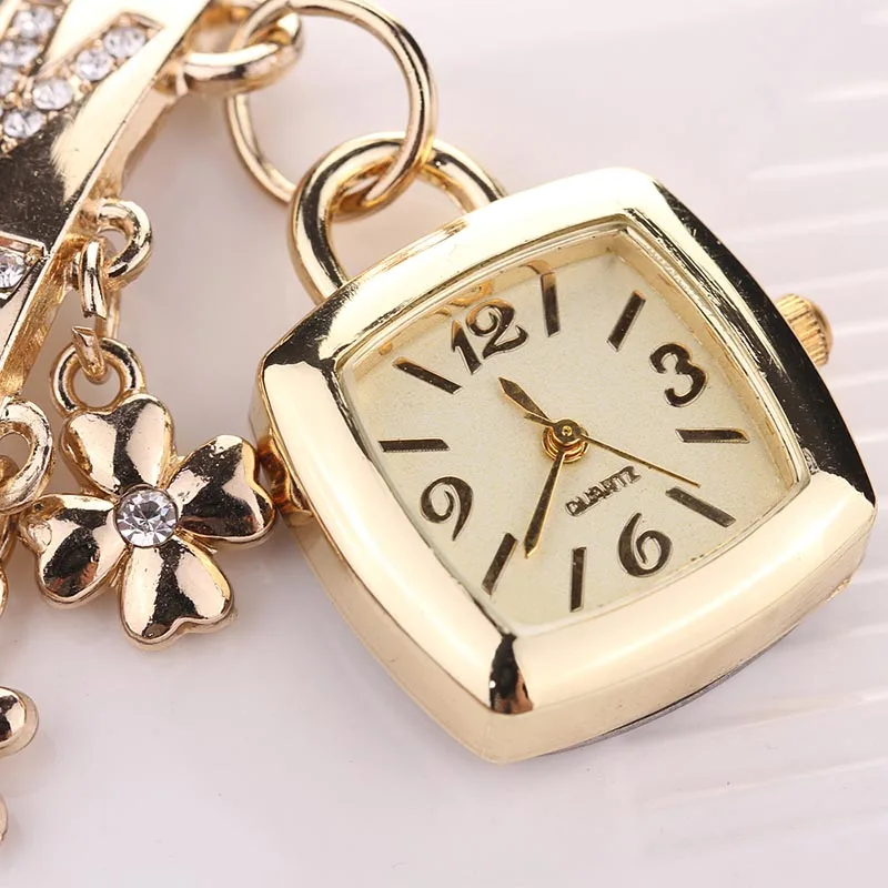 Женские часы Роскошные Топ брендовые Модные женские золотые Любовь Браслеты Стразы цепочка Наручные часы квадратные подарочные часы Reloj mujer Q