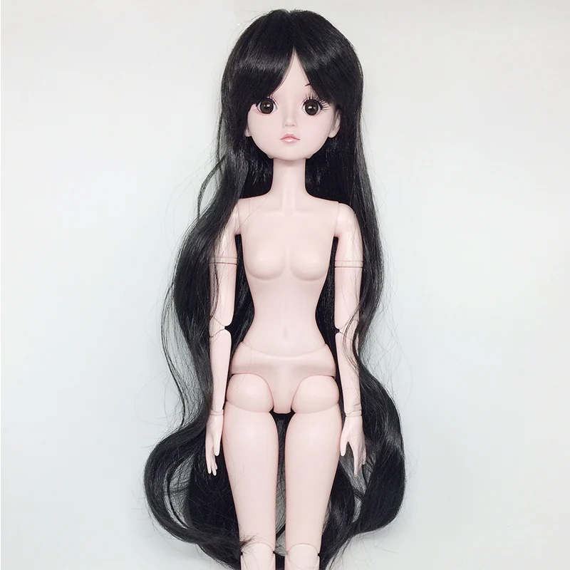 60 см кукла парики DIY длинная накладная челка вьющиеся волосы для 1/3 кукла Мода одеваются Макияж Аксессуары - Цвет: 04