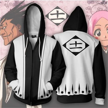 

BLEACH Kenpachi Zaraki Cosplay Costumes 2019 men women Anime 3D Printed Hoodies Sweatshirt zipper Cartoon hooded sweater Jackets