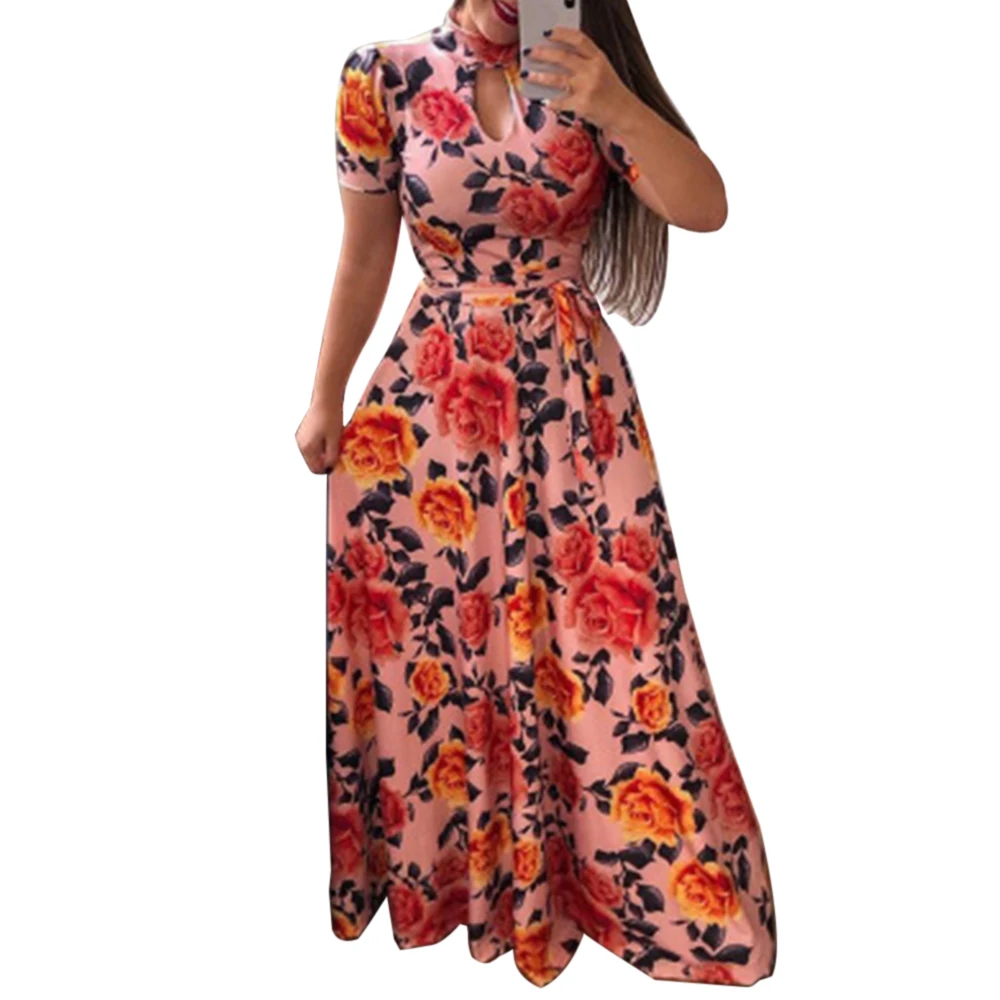 LASPERAL/повседневное женское летнее платье с принтом, халат Femme Vestido, Женский пуловер, большие размеры, уличная одежда, длинное Бандажное Платье Макси