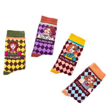 

Creative Art Cartoon Mimeograph Flowers Personality Women Socks Harajuku Korea Style College Style Streets Tide Calcetines Mujer