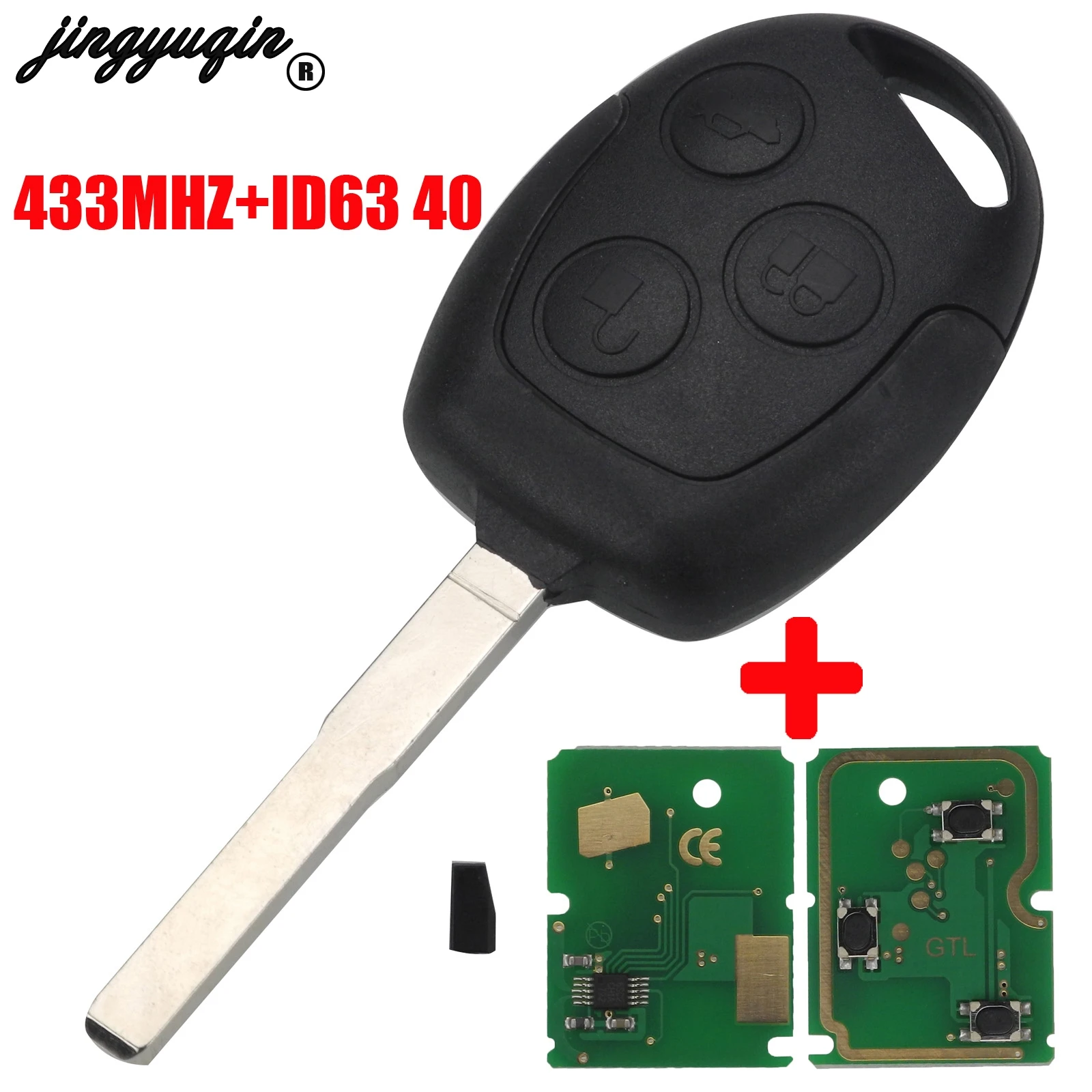 Jingyuqin 3 кнопки 4D63 чип 315/433 МГц Автомобильный Дистанционный ключ для Ford Focus Fiesta Fusion
