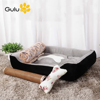 

Pet Dog Bed Warming Dog House Comfortable Soft Winter/Summer Cat Mat with Bone and Blanket or Cooling Rattan Mat