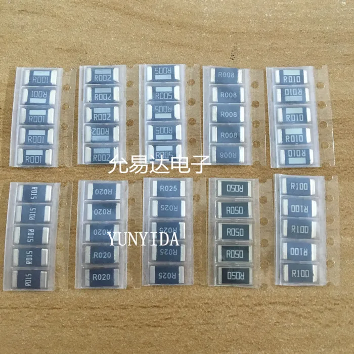 50 шт. сопротивления сплава 2512 SMD комплект образцов резистора, 10 kindsX5pcs = 50 шт. R001 R002 R005 R008 R010 R015 R020 R025 R050 R100