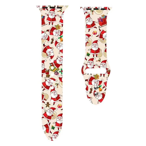Red Santa Claus Подарочный ремешок для часов для Apple Watch series 5, 3, 2, 1, новогодний силиконовый ремешок с принтом для iWatch 4, рождественские наручные часы 40, 44, 38, 42 мм - Цвет ремешка: Red Santa Claus