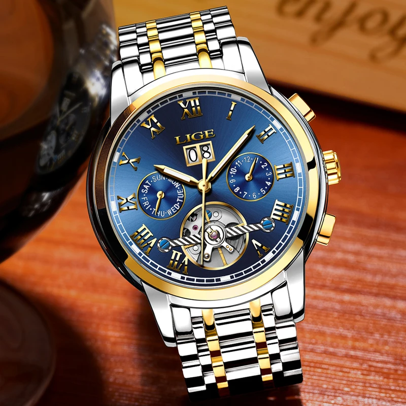 LIGE Mens Watches Top Brand Luxury Business Schoolboy Automatic Mechanical Watch Sports Waterproof Men Watch Military Male Clock LIGE Mens Watches Top Brand Luxury Business Schoolboy Automatic Mechanical Watch Sports Waterproof Men Watch Military Male Clock