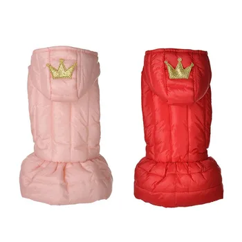

Pet Dogs Warm Two-leg Costume Autumn Winter Puppy Cotton Dress Pet crown bread skirt Hooded Style Pet Dog Clothing