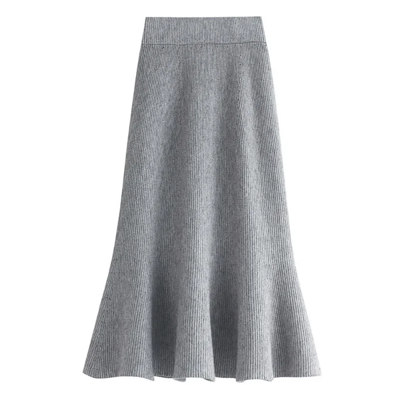 Women Skirt Autumn Winter Fashion Pleated Skirt High Waist Elastic Bag Hip Skirt Knit Fishtail Skirt For Women