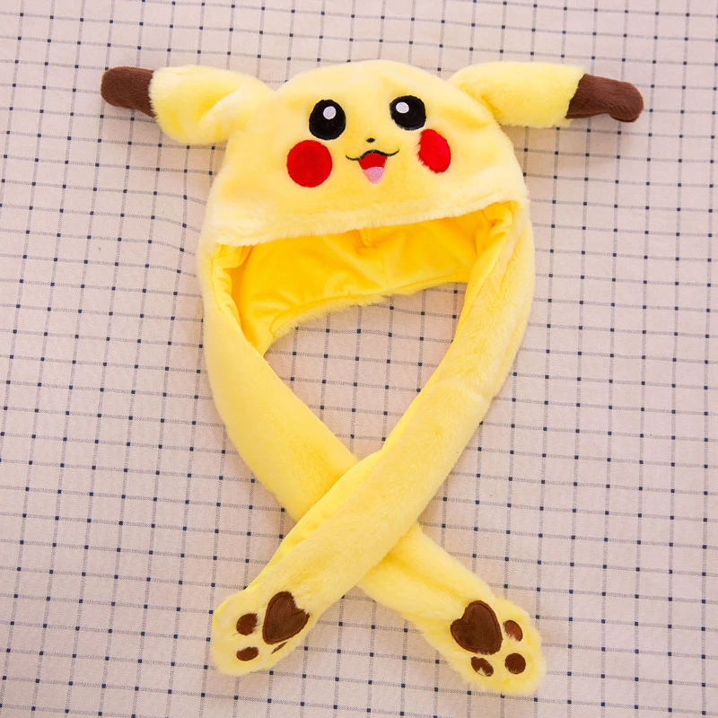 pikachu Мультяшная забавная шапка Пикачу и кролика с ушками, плюшевая игрушка, мягкая креативная шляпа, кукла, милый подарок на день рождения для детей, девочек - Цвет: pikachu