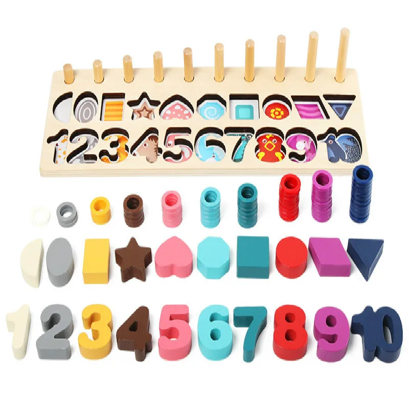 Online Vorschule Holz Montessori Spielzeug Zählen Geometrische Form Kognition Spiel Baby Frühe Bildung Lehrmittel Math Spielzeug Für Kinder