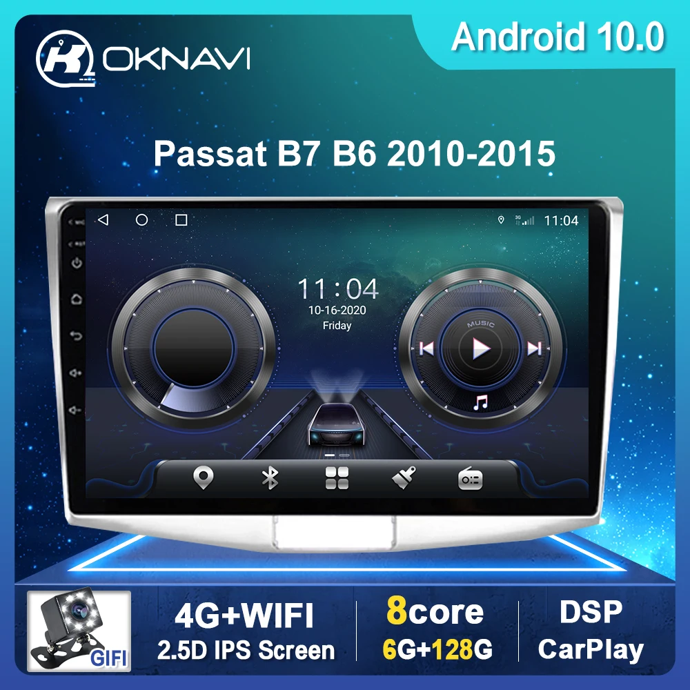 

For Volkswagen Passat 7 B7 2010-2015 Car Radio Multimedia Android 10.0 GPS Navigation 4G WIFI Bluetooth DSP Carplay 2 Din No DVD