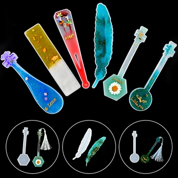 

New Silicone Bookmark Mold DIY Bookmark Casting Feather Rectangle Mould Making Epoxy UV Resin Jewelry DIY Craft Transparent