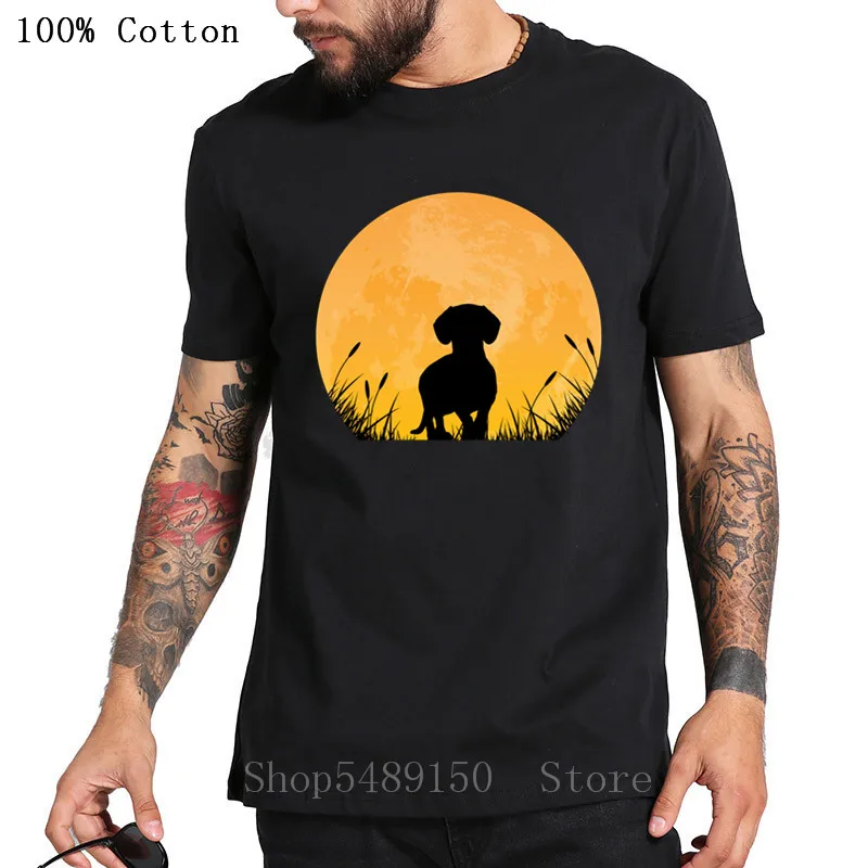Новинка Dusk Dachshunds Dog футболка Летняя модная мужская с закатом Забавные топы