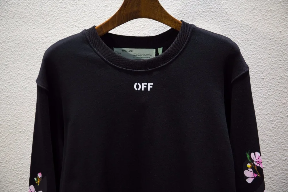 OFF-WHITE OW VIRGIL ABLOH Pink Cherry Blossom Arrow Men's OW Sweatshirt streetwear mens hoodies Round neck hooded sports jacket