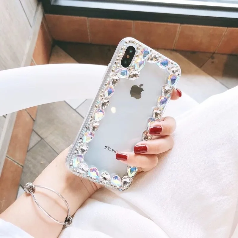 

Luxury Soft Edge Case For iPhone XR X 8 7 6s Plus Bling Diamond Transparent TPU+PC For iPhone XS MAX 11 (5.8) Phone Cover Capa