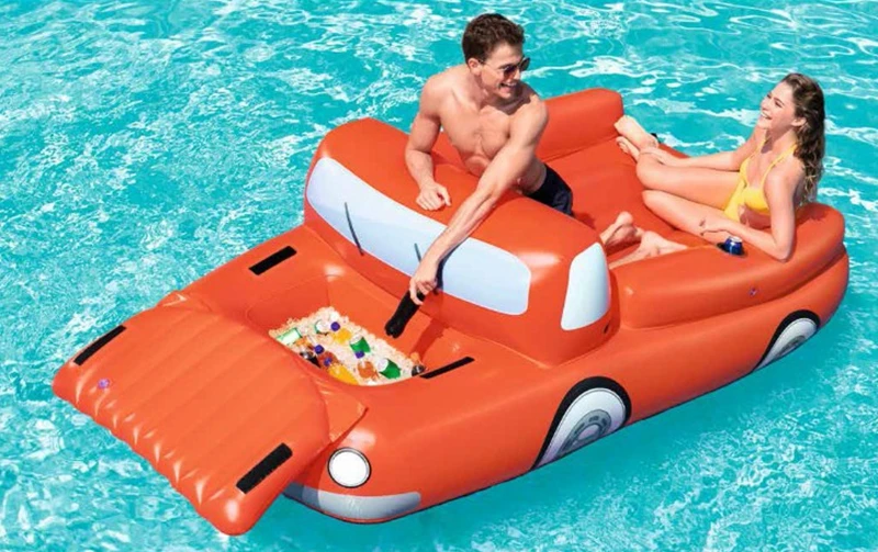 2 Person Inflatable Giant Car Pool Float With Cooler Cup Holder