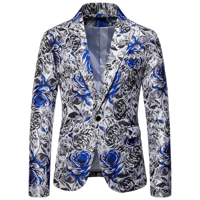 MJartoria мужской Цветной полосатый принт мужской блейзер дизайн плюс размер 5xl стильный Повседневный Мужской приталенный костюм куртка выпускное пальто наряд