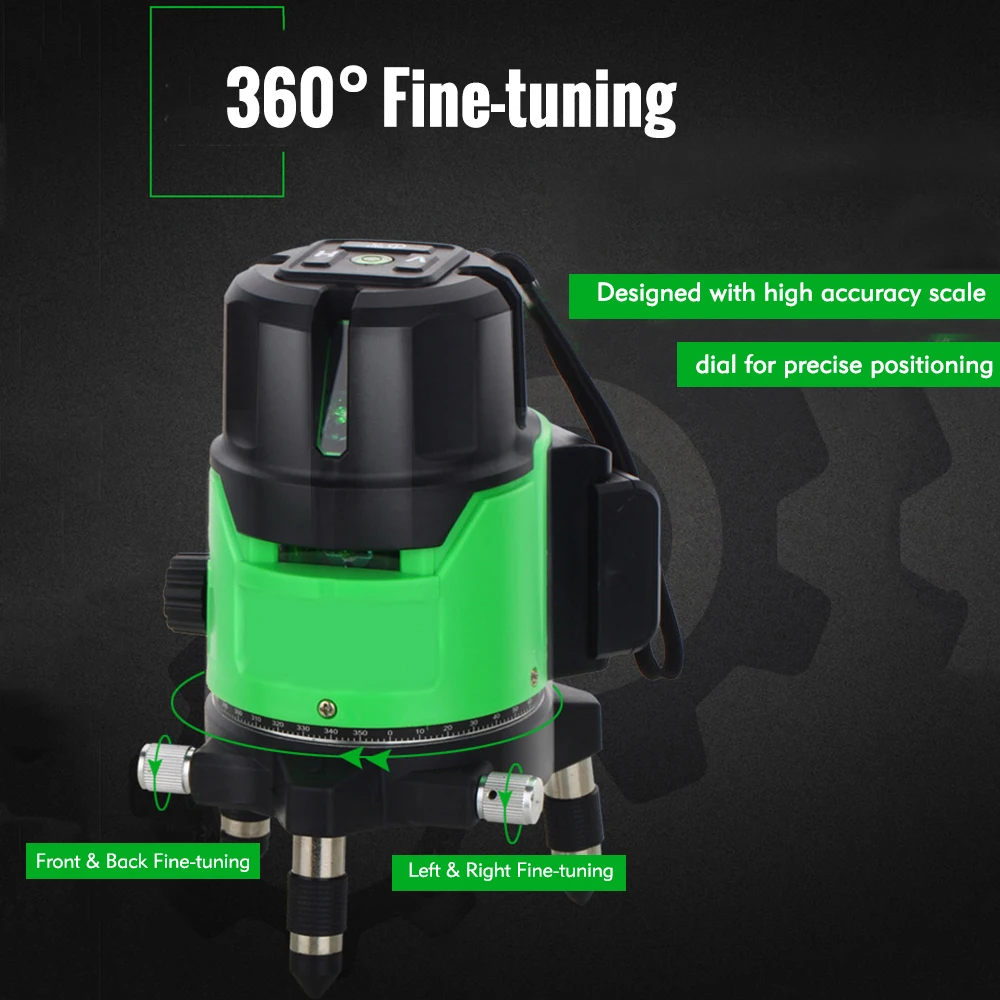 

5 Lines Green Laser Level Automatic Self Leveling 360 Vertical&Horizontal Tilt Degrees Rotary Smart Touch Control Laser Leveler