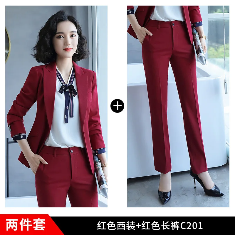 Pants suit Женский костюм осень-зима новая мода темперамент элегантная профессиональная одежда дикие брюки женский костюм из двух предметов - Цвет: Pants suit