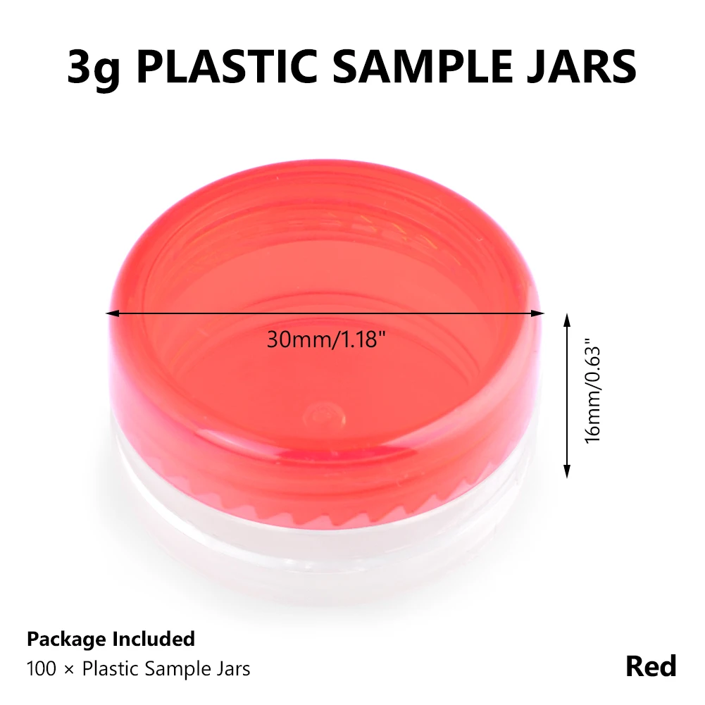 3g Red 100 шт./лот, 3 г, 5 г, пластиковая Косметическая пустая банка, контейнер для хранения геля для дизайна ногтей, порошка, бусина, круглые розовые инструменты для макияжа, портативные - Цвет: 3g Red