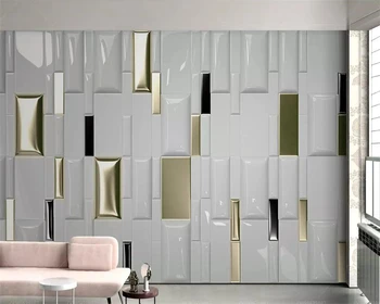 

Custom wallpaper 3d stereo photo mural modern fashion gold square geometry soft bag background wall paper 3d wallpaper