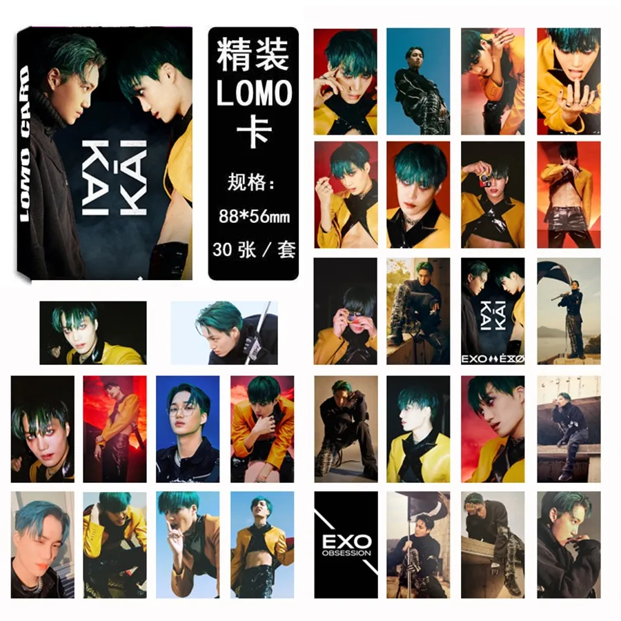 kai KPOP EXO Obsession paper Lomo Card 6th альбом самодельные HD фотокарты коллективные карты 30 шт - Цвет: kai